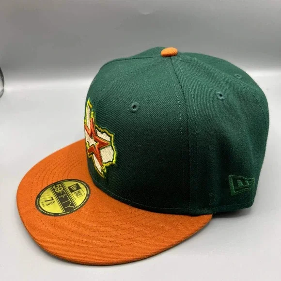 Houston Astros‎ Hat Men 7 5/8 Green Orange 59Fifty New Era MLB Fitted Cap